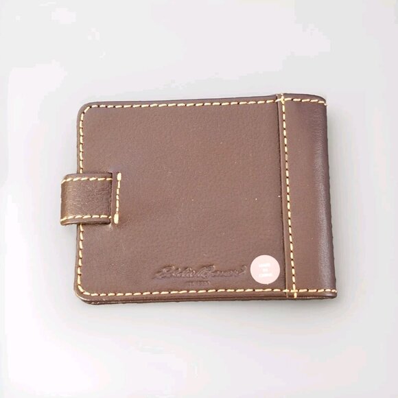 NWT Eddie BAUER BROWN LEATHER MINI PHOTO ALBUM WALLET - Picture 3 of 6